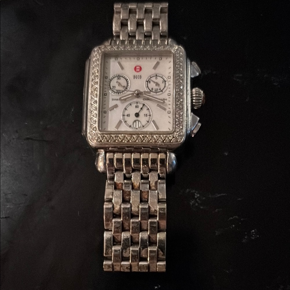 Michele diamond bezel watch art deco AS IS please read description watch works❤️